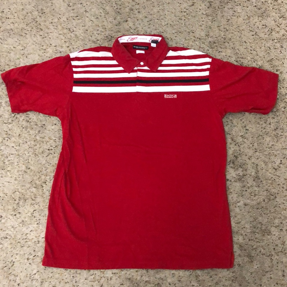 Mens 2XL VTG  Enyce Red striped Polo Golf Shirt